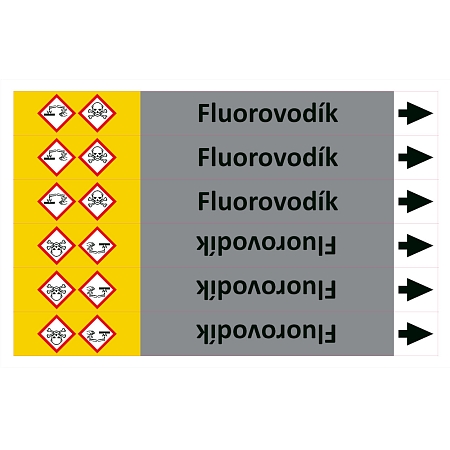 Značení potrubí ISO 20560, fluorovodík